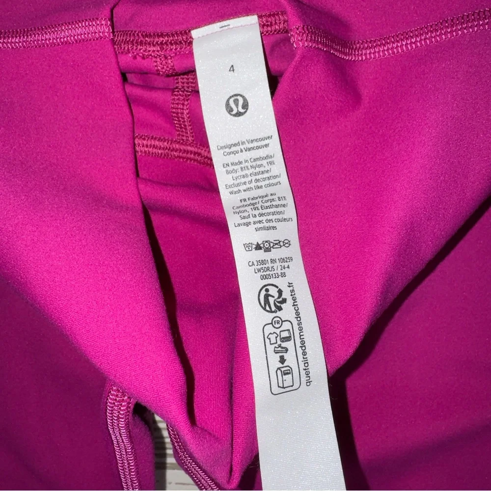 Lululemon High-Rise Leggings Size 4 Magenta Purple‎ Yoga Athletic Pants